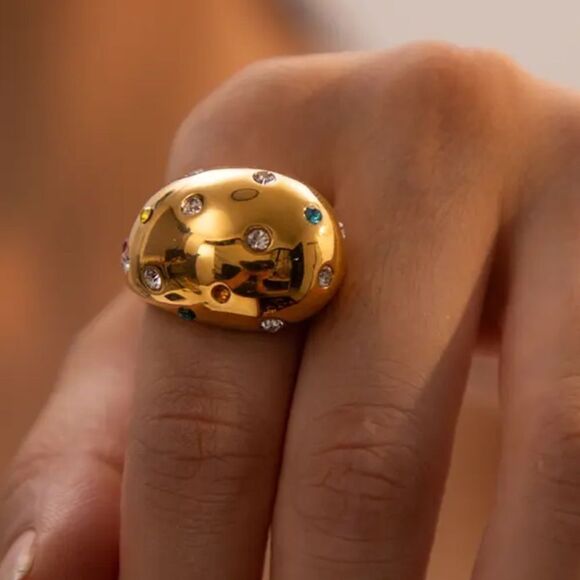 Ring -gold bubble with beautiful color stones
